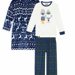 new! Eddie Bauer Youth 2-piece PJ Set with Robe, Reindeer free fast shipping nwt